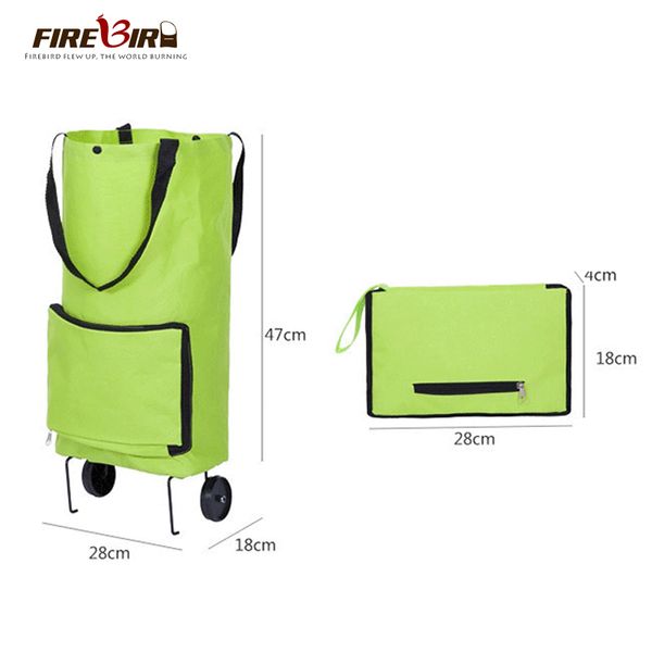 

tote reusable shopping bag foldable shopping trolley wheel lightweight folding bag traval cart green fn696 t200110
