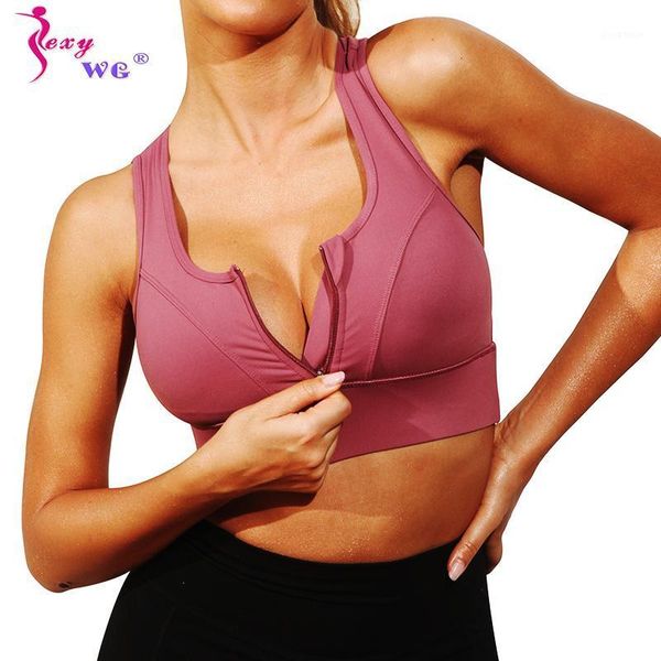 

sexywg women sports yoga bras with zipper shockproof running vest active wear push up brassiere padded sports bra sportswear1, White;black