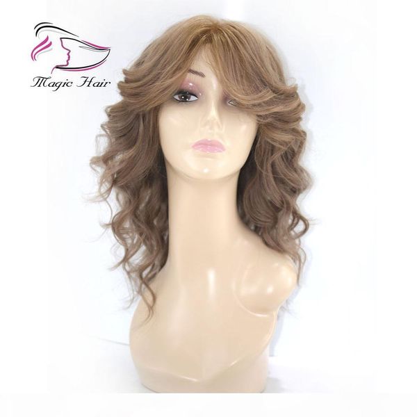 

evermagic full lace human hair wigs lace front wigs beautiful hairstyle for women brazilian remy hair wavy color 12# short wig, Black;brown