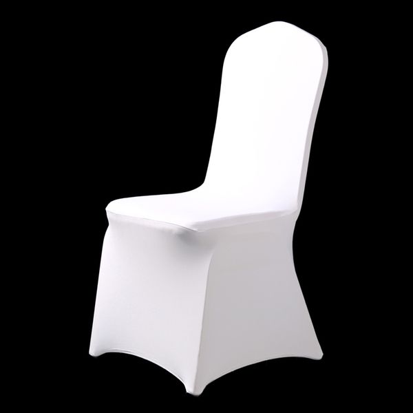 Hot 100pcs Universal Hotel Spandex Bianco Sedia Cover Lycra Weddings Sedia Covers Party Dining Christmas Event Decor Seat Cover Y200103