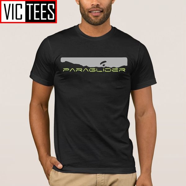 

sport men's vintage printing paraglider t-shirt paragliding round collar tees clothes 100% cotton t shirt