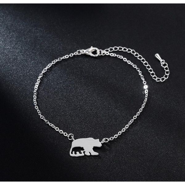 

минимализм мама младенца медведь браслет для женщин лакомства избранные подарки bff ювелирные изделия дружба из нержавеющей стали розовое зо, Black