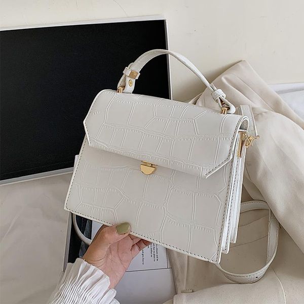 

crocodile pattern square tote bag 2021 fashion new pu leather women's designer handbag small shoulder messenger bag