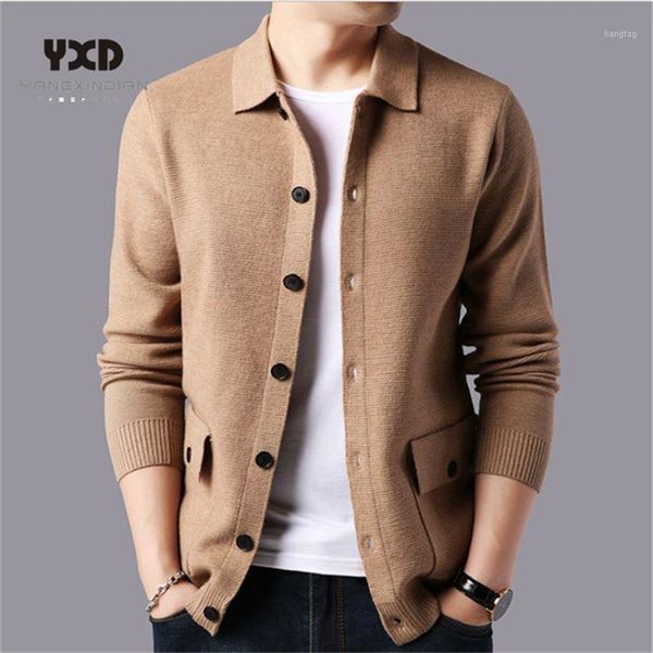 

brand men clothes autumn winter warm solid single-breasted pocket sweater cardigan coat fashion business casual knitted jacket1, White;black