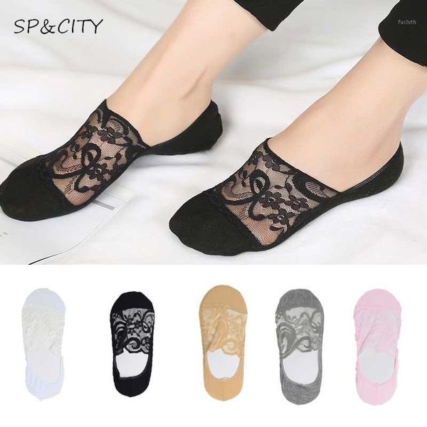 

fashion women lace boat socks slippers soft cotton high heel short invisible socks female thin pink white floral slipper1, Black;white