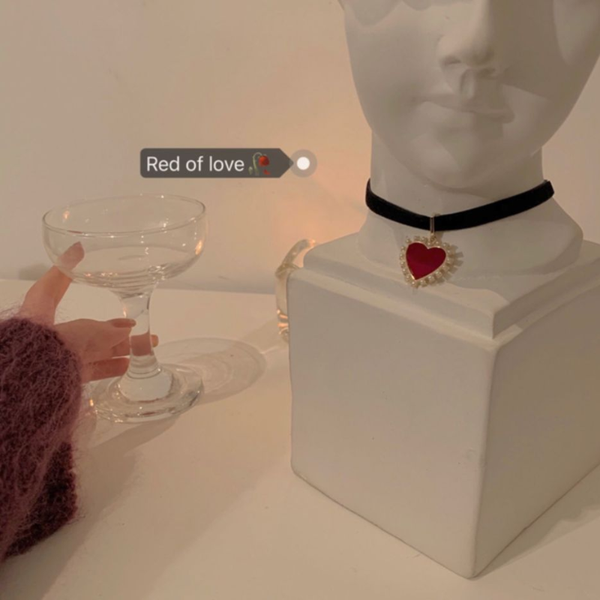 

chokers be your sugar baby red heart choker sweet gilrs velvet with zircon chic pendant necklace goddess lovely birthday gift, Golden;silver