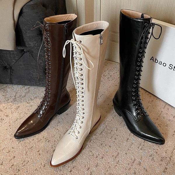

fashion concise women knee-high boots new autumn winter warm boots square high heels shoes woman zipper western long 34-39, Black