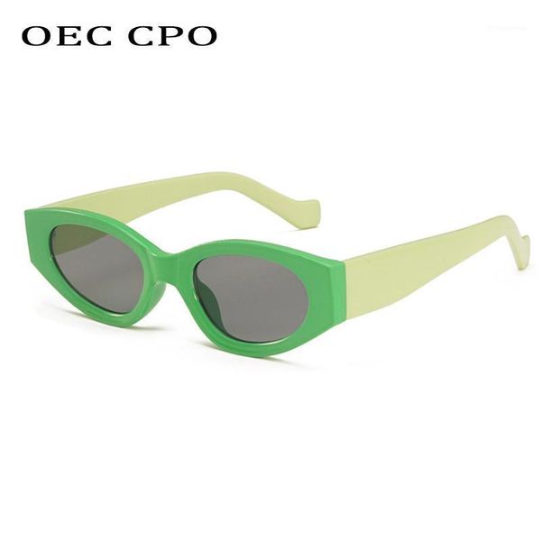 

oec cpo vintage small cat eye women sunglasses men new fashion personality green punk sun glasses female oval uv400 eyewear1, White;black