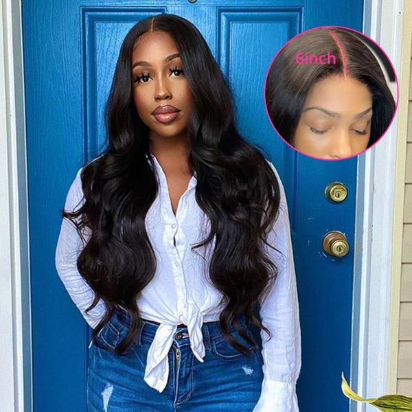 

13x6 lace front human hair wigs malaysian body wave pre plucked with baby hair 150% t part wigs for women lace closure wig, Black;brown