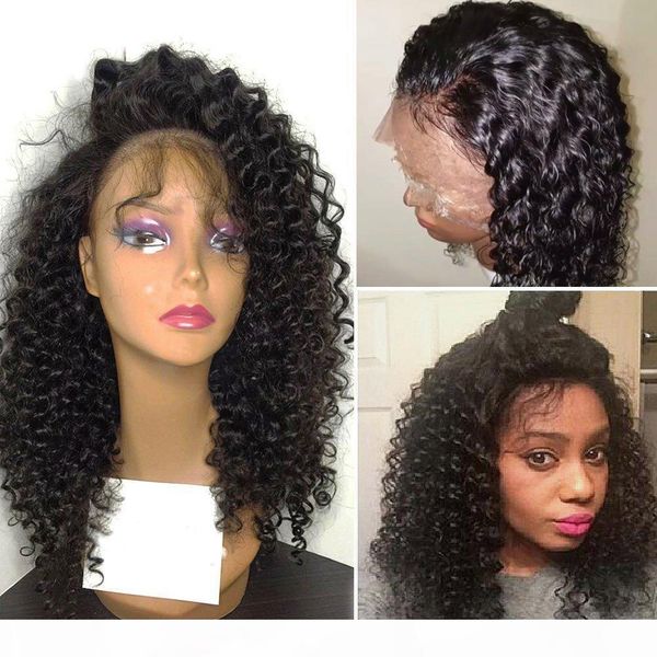 

8a water wave lace front wigs 150% density brazilian remy human hair adjustable wigs with baby hair for black women 14inch, Black;brown