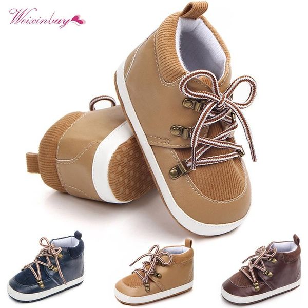 

first walkers born baby shoes pu lace casual boy cotton walker gentleman