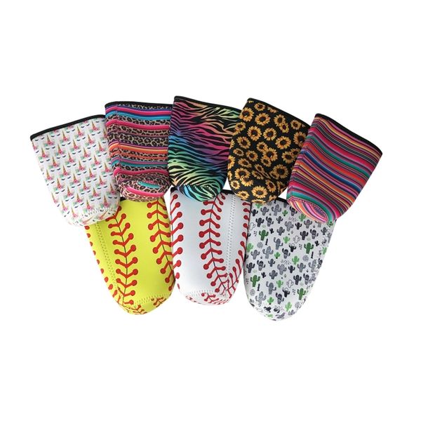 

neoprene slim can sleeve insulator cooler can holder water bottle covers bottle case pouch leopard sunflower baseball pattern kimter-k231fa