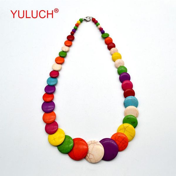 

pendant necklaces yuluch design handmade romantic island style colored round stone beaded sweet woman jewelry necklace gift, Silver