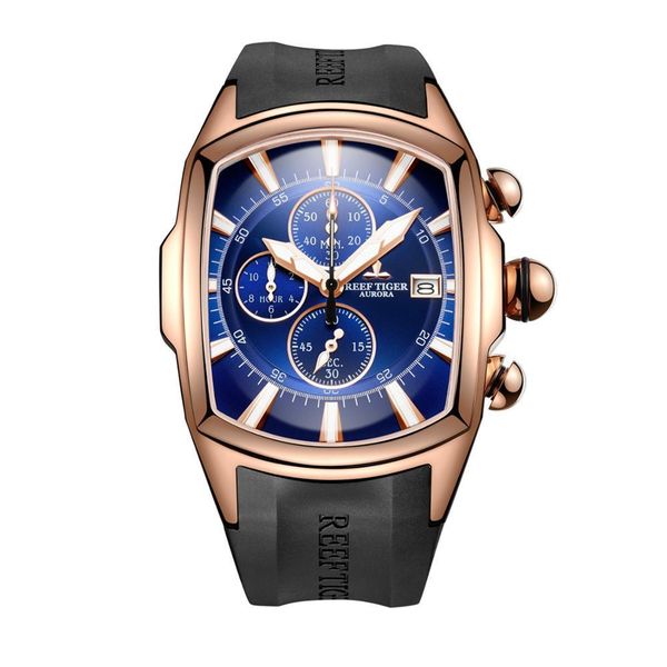 

men sport watch,mens watches reef tiger luxury man dress chronograph waterproof quartz wristwatch relogio masculino rga3069-t t200409, Slivery;brown