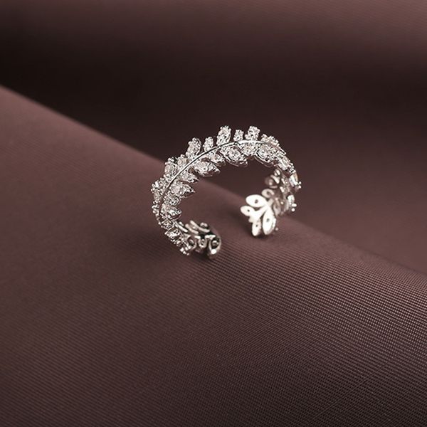 

2020 korea's new exquisite feather fashionable temperament simple versatile open ring female jewelry, Silver
