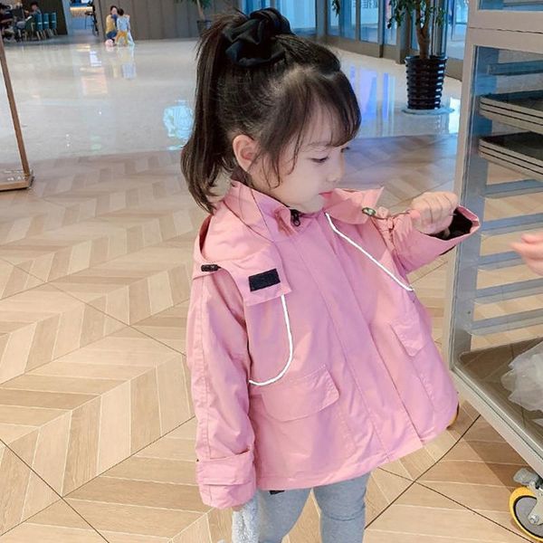 

dfxd toddler outwear winter baby girls solid color fleece hooded windbreaker leisure loose trench coat warm clothes for 2-7yrs, Blue;gray