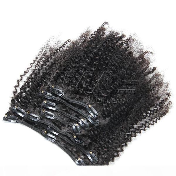 

vmae brazilian afro kinky curly 4b 4c 100g 120g 160g natural color virgin remy human hair extensions clip in, Black