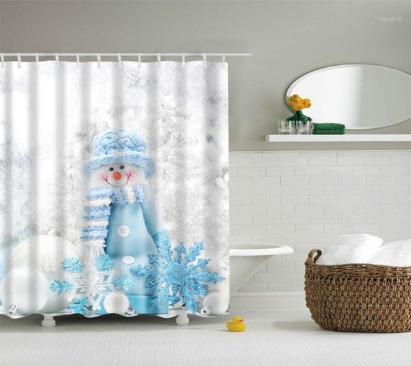 

waterproof thicken polyester 3d white shower curtain christmas snowman mildew proof bath tub curtain with 12 pcs hooks1