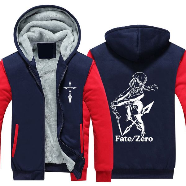 

2021 new us size men hoodies anime fate/zero saber coat hoodie cosplay luminous winter warm thicken jacket sweatshirts yq3h, Black