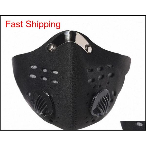 

activated carbon sports mask dust-proof half face mask cover pm2.5 filter two exhale valves anti-pollution dust qyldrb dh_seller2010, Silver