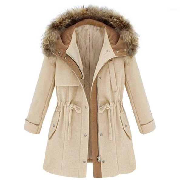 

woman jacket winter clothes women winter warm solid drawstring waist casual coat hooded jacket outwear manteau femme1, Black;brown