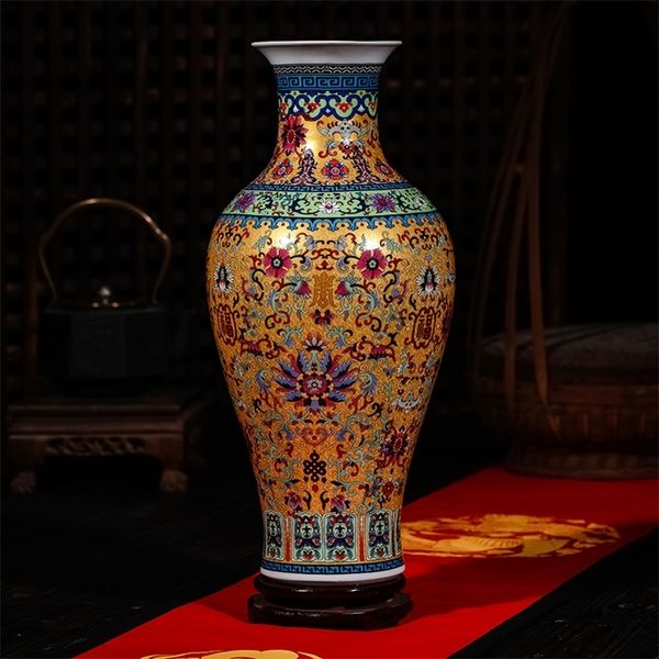 

luxury jingdezhen antique longevity porcelain enamel floor vase classical decoration large chinese vases ancient palace vases lj201209