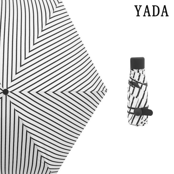

yada mini pocket parasol 5 folding stripe pattern rainy umbrella for women men girls small stripes umbrellas gift yd077 bbyghn lipper