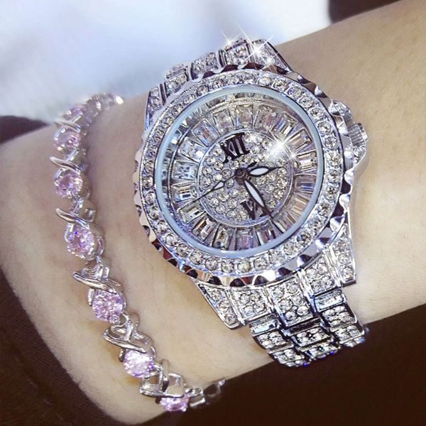 

women's full diamond leisure stainless steel with 30m waterproof quartz watch ing