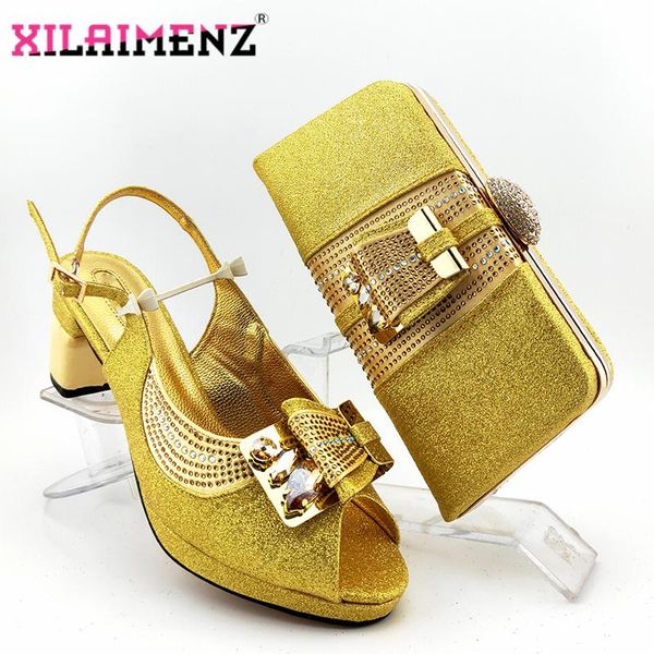 

2020 summer slingbacks sandals african women shoes and bag in golden color pointed toe shoes matching bag for garden party, Black