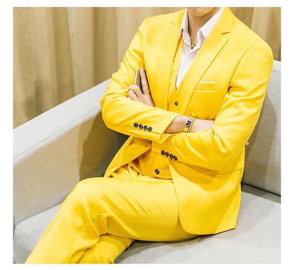 

men's suits & blazers m-6xl plus size mens korean fashion business casual 3-piece set wedding dress 10 colors csms003, White;black