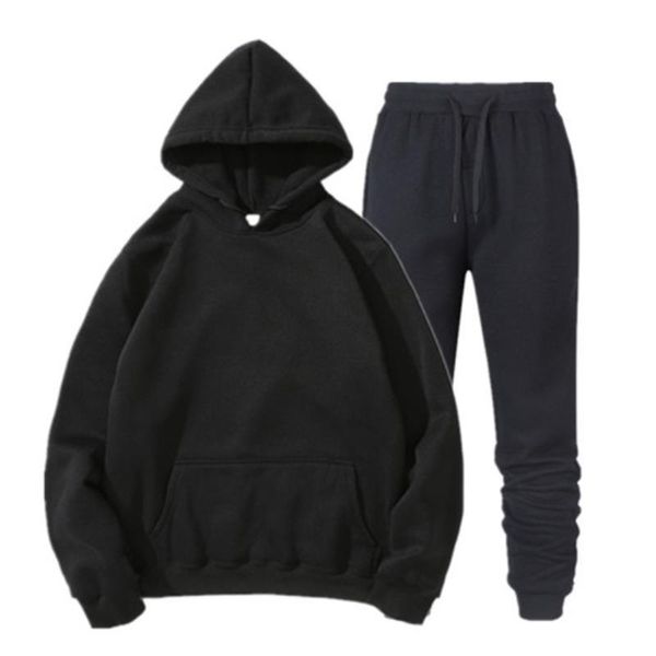 

2021 tracksuit men fashion men's sportswear color splice hoodie vetement homme jogging homme tracksuit 2-piece hooded sweatshirt, Gray