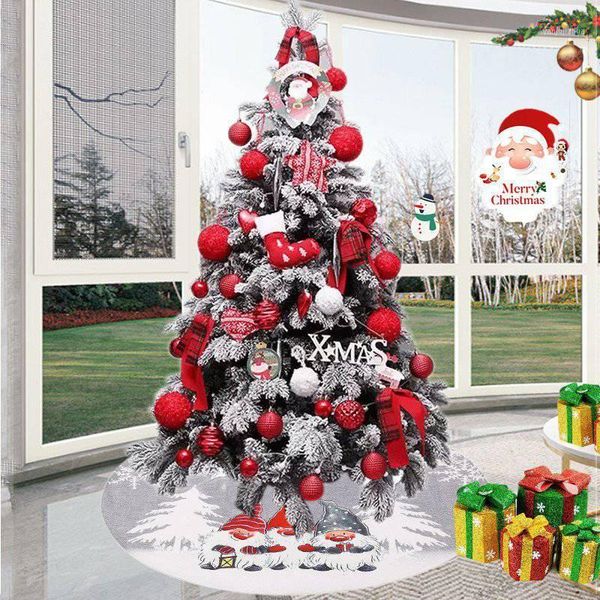 

christmas tree skirt red/gray knitted thick large tree skirt for xmas decorations plush xmas decor ornaments1