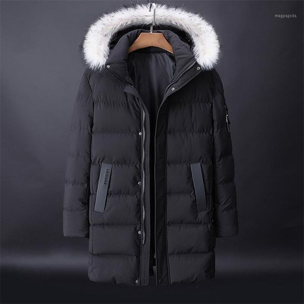 

plus size 4xl 5xl 6xl 7xl 8xl 9xl can 140kg men wear hooded fur collar winter parkas man 1451, Black