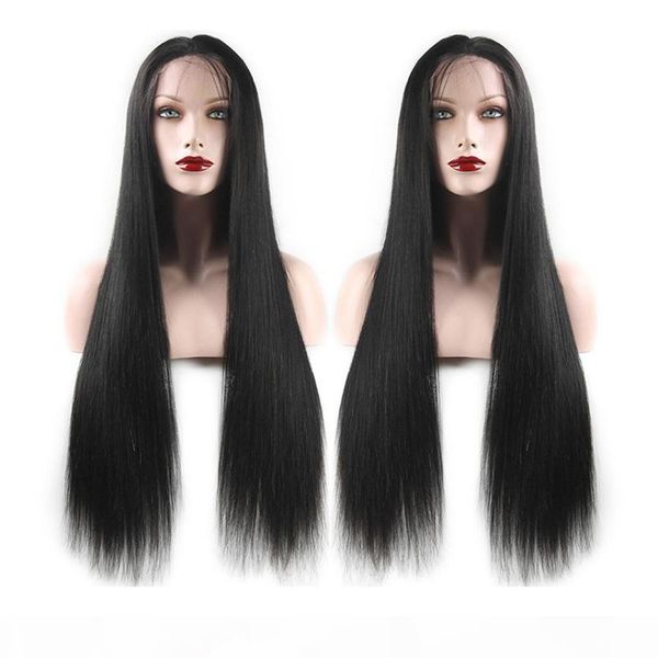 

8а класса фронта шнурка человеческих волос парики pre щипковых прямой полный конец бразильский реми волос короткие парики боб отбеленные узл, Black;brown