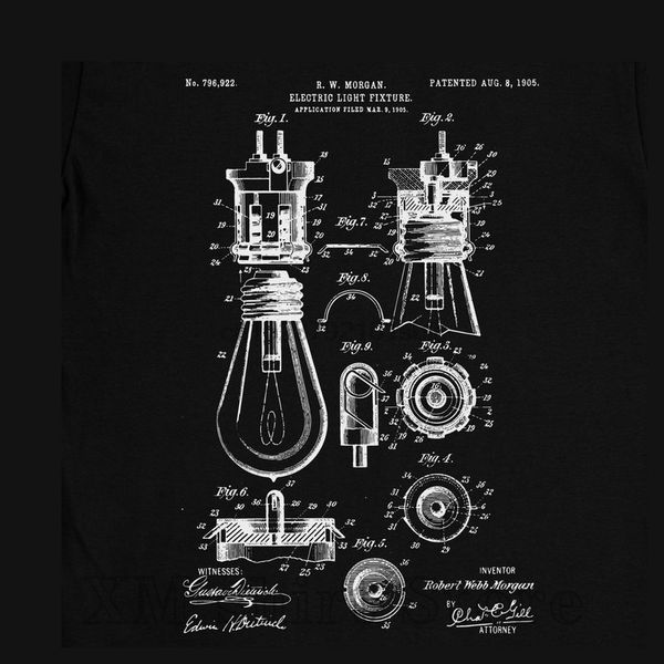 

electric light fixture bulb patent t shirt mens gift idea birthday present o neck tshirts sport hooded sweatshirt hoodie