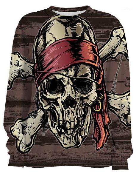 

pirate skull sweatshirts blouse 3d digital polyerster men sportswear workout cotton smooth1, Black
