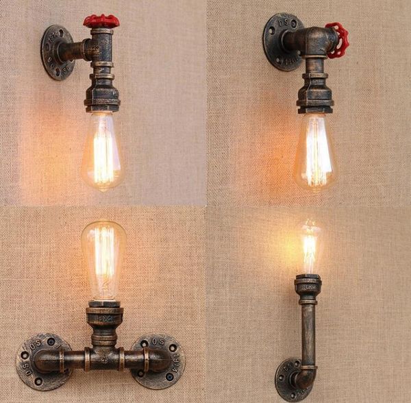 

wall lamp american simple small water pipe industrial wind antique copper wrought iron retro bar aisle stair lights