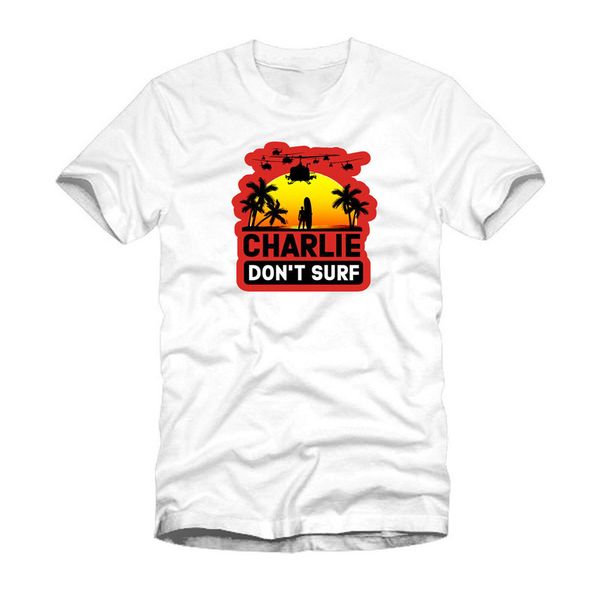 

charlie don't surf apocalypse now film movie 1980's parody white t-shirt tee tshirt sport hooded sweatshirt hoodie