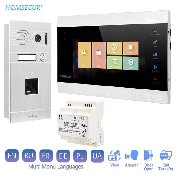 

video door phones homsecur 7" phone intercom system 1.3mp motion detection snaps outdoor monitoring night vision fingerprint unlock1