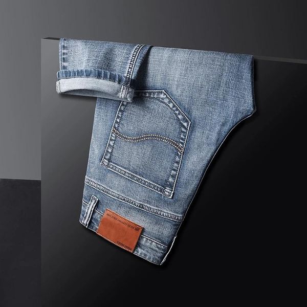 

men's jeans 2021spring brand young slim straight denim clothing high-quality cotton stretch comfortable fashion classic, Blue