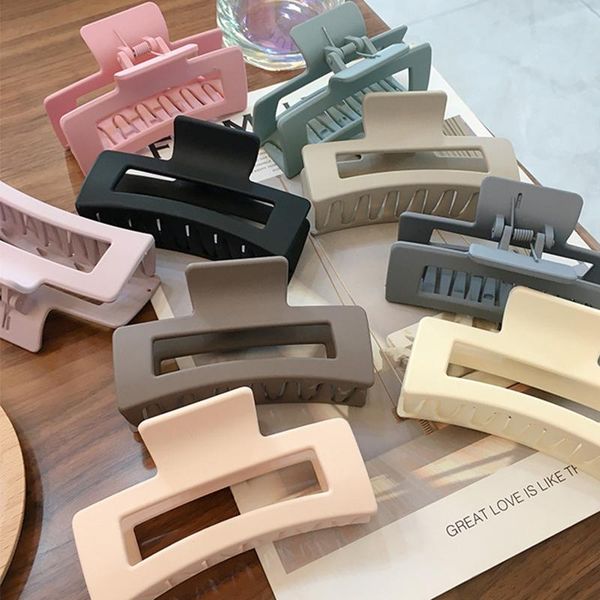

hair accessories solid crab matte geometric rectangle hairpins large women clips acrylic resin barrettes lady