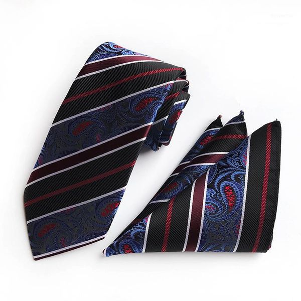

necktie set paisley trendy men's suit shirt accessories gifts business banquet wedding neckwear pocket towel two piece1, Blue;purple