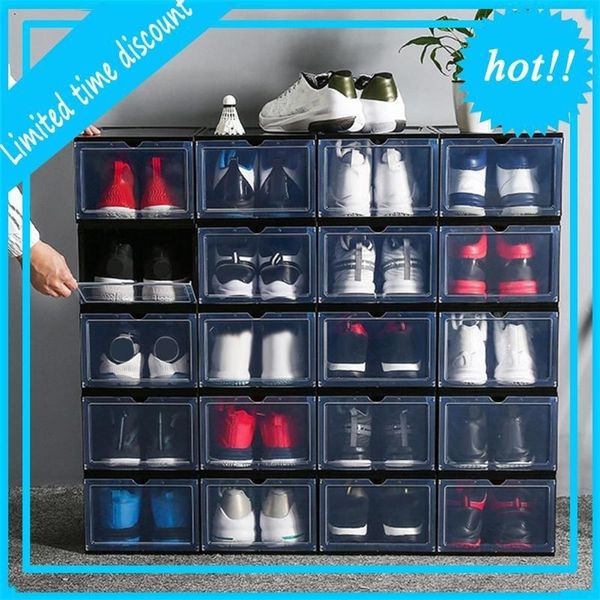 

new clamshell stackable dustproof shoes storage container display box organizer