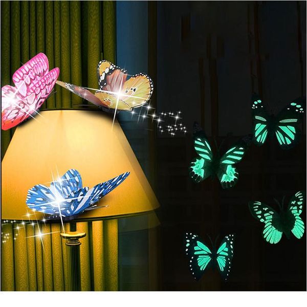 

8cm 12 pcs simulation luminous butterfly 3d wall stickerhome festival decoration glow in the dark magnet butterflies bbymrm