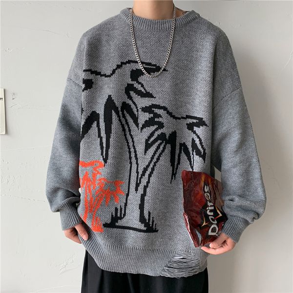 

2021 new korea fashion o-neck sweater men's hip hop streetwear pull oversized -5xl long sleeves pullover for autumn spring winter 8976, White;black