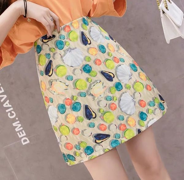 

2021 new printing high-waisted cartoons miniskirt summer woman pencil skirt big size young line vintage design fit thin 77qx, Black
