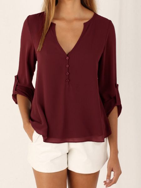 

2021 new summer lady casual fashion deep v neck blouses solid color loose long sleeve plus size s-5xl 0e5b, White