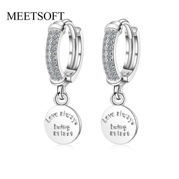 

meetsoft tibetan silver prevent allergy hoop earrings for women trendy circle white crystal round brand jewelry gift, Golden;silver