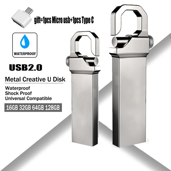 

new pen drive pendrive 64gb 32gb 16gb 8gb usb flash drive waterproof metal u disk memoria cle usb 2.0 memory stick