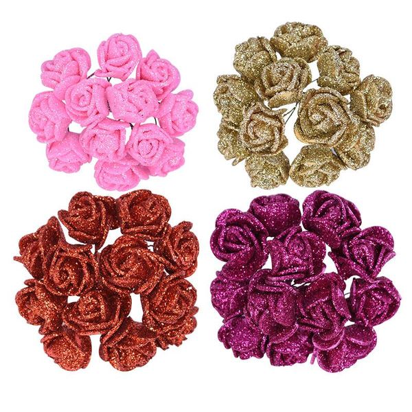 

decorative flowers & wreaths 36/72/144pcs 2cm mini pe foam rose flower artificial bouquet for wedding birthday decor supplies diy wreath val
